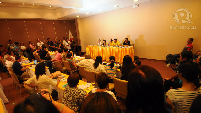 KRIS TALK. Kris Aquino adds her support for Chiz and talks to the crowd at the press conference. Photo by Cocoy Sexcion