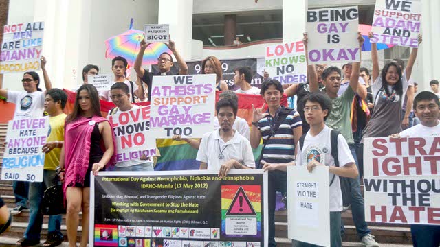 NO TO HATE CRIMES. The participants of the parade congregated at UP Palma Hall. The march ended at the Commission of Human Rights. Photo by Dawn Fabrero