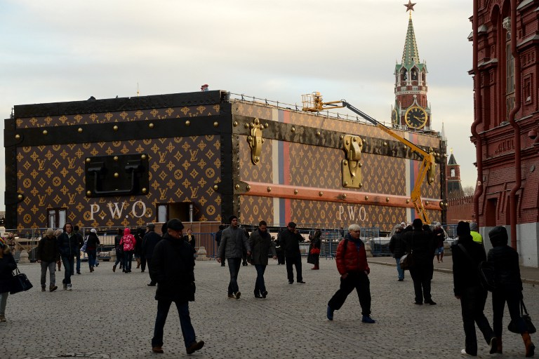 TOO CLOSE TO LENIN'S TOMB: Louis Vuitton is ordered to remove a giant trunk put up on Moscow's iconic Red Square. Photo by Kirill Kudryavtsev/AFP