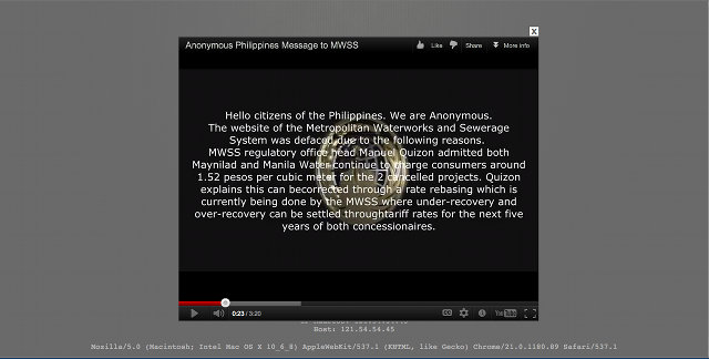 A video message from "AnonymousButuan." Screen cap taken 2:02pm, September 2, 2012.