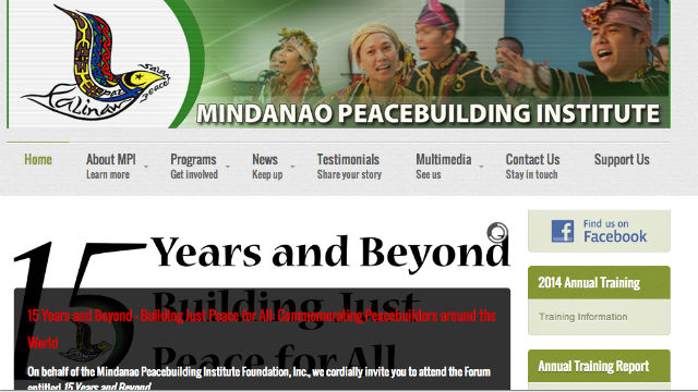 Screenshot from Mindanao Peacebuilding Institute's website