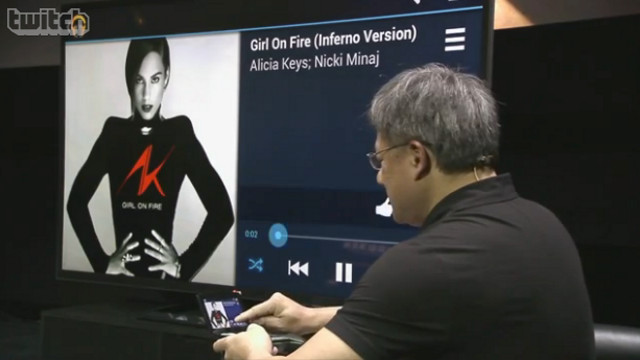 SHIELD DEMO. NVIDIA's Project SHIELD gets tested during their press conference. Screen shot from NVIDIA press conference livestream.