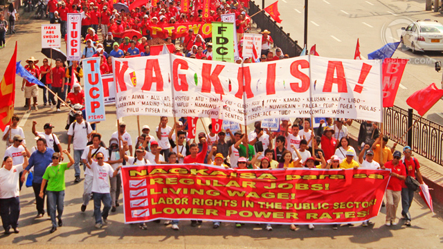NAGKAISA. Thousands of Filipino workers hold Labor Day protests in Manila. Photo by Rappler/Jose Mari Pineda
