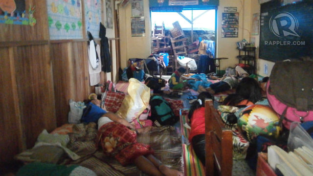 MAKESHIFT HOUSE. 3 families share this room in Nangka Elementary School. Photo by David Lozada/ Rappler