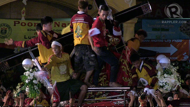 TRANSLACION. Millions of devotees re-enact the transfer of the image of the Black Nazarene in January 9, 1787 from  Church of San Juan Bautista in Bagumbayan, now part of Luneta Park, to the Quiapo Church.