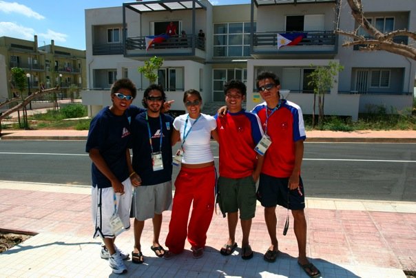 LIVING THE DREAM. At the Olympics Village in Athens, Greece with fellow Filipino athletes. Courtesy of Timmy Chua.