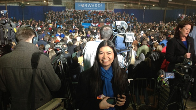 COVERING OBAMA (Photo by WCMH NBC 4 political reporter Ted Hart)