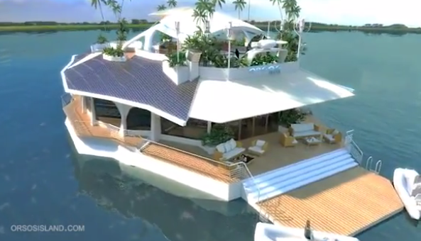MAN-MADE, FLOATING ISLAND you can anchor anywhere. Talk about an idea! Screen grab from YouTube