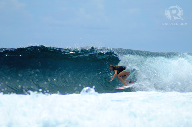 INTO A BARREL. Philippa Anderson on day 2 of the competition.
