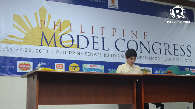 SIMULATION. The Philippine Model Congress simulates the affairs of Congress. Photo by Mark Demayo