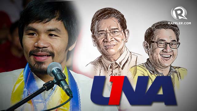PACMAN'S PICKS. Manny Pacquiao endorses the entire UNA slate as well as Bam Aquino and Eddie Villanueva.