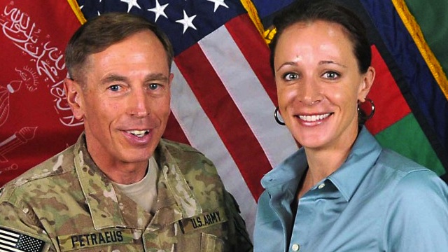 This July 13, 2011 handout image provide by International Security Assistance Force NATO, shows them ISAF Commander Gen. David Petraeus poses with his biographer Paula Broadwell in Afghanistan. AFP PHOTO / HANDOUT / ISAF NATO
