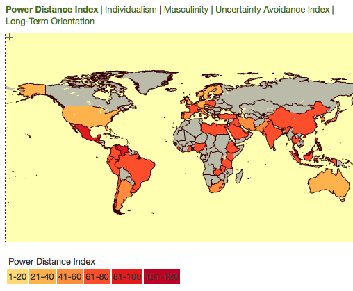 THE POWER DISTANCE INDEX (Source: www.clearlycultural.com)