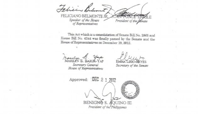 SIGNED: The RH bill is now Republic Act 10354
