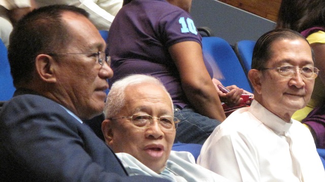 PRO-LIFE. Cardinal Ricardo Vidal (second from left) and Antipolo Bishop Gabriel Reyes (third from left) sits in the gallery with Cebu Rep Benhur Salimbangon. Photo by Angela Casauay