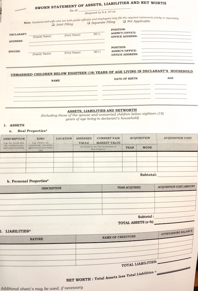 SIMPLER. Page 1 of the new SALN form