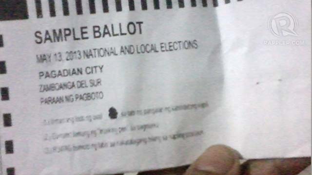 REMINDERS. As additional reminders for voters, sample ballots in Pagadian City are distributed with cash.