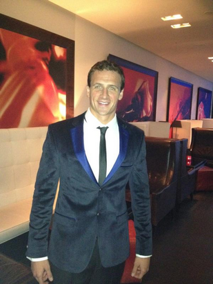 READY. Swimmer Ryan Lochte tweets his outfit en route to an athletes party. Photo from Lochte's official Twitter account.