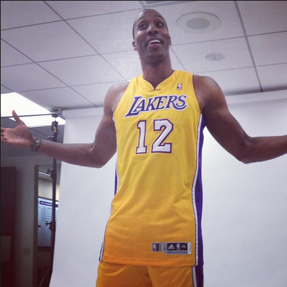 HOWARD IN GOLD. Dwight Howard in his Lakers uniform. Courtesy of the Lakers' official Twitter account.