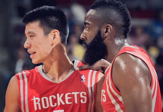 NEW BACKCOURT. Jeremy Lin and James Harden make up the Houston Rockets' new backcourt. Photo courtesy of official NBA Twitter account. 