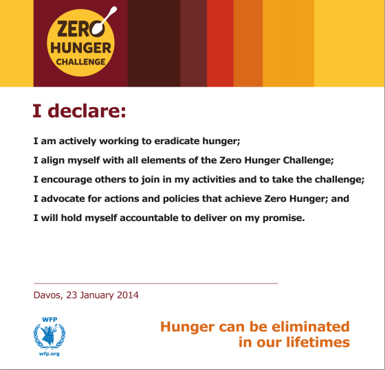 ZERO HUNGER. Ban Ki-moon invites world leaders, governments, businesses, NGOs, and individuals to sign the Zero Hunger Declaration. Screen grab from www.un.org/en/zerohunger