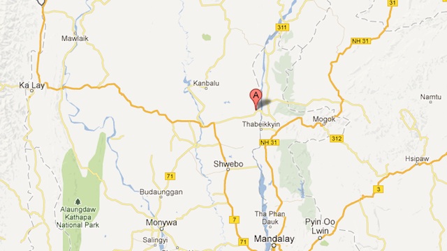 SHALLOW QUAKE. Image of the affected region in northern Myanmar by Google Maps
