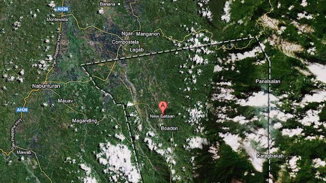 TRAGEDY IN CENTRAL MINDANAO. Google Maps image of New Bataan town in Compostela Valley province