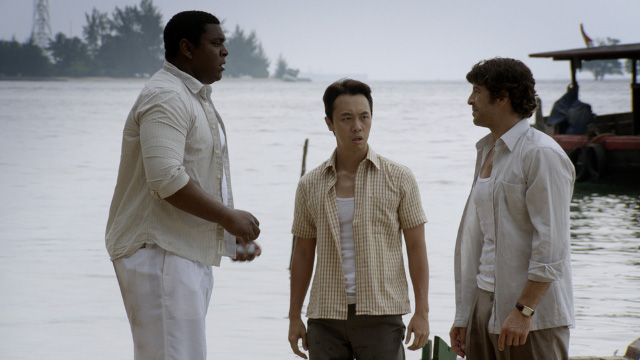 'GAMBLER.' Tay as Kang, flanked by Cleave Williams and Don Hany