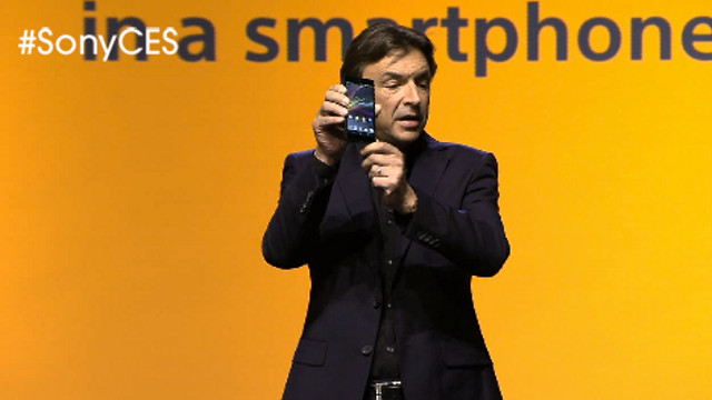 XPERIA Z. Sony's Phil Molyneux shows off their new flagship phone. Screen shot from Sony livestream