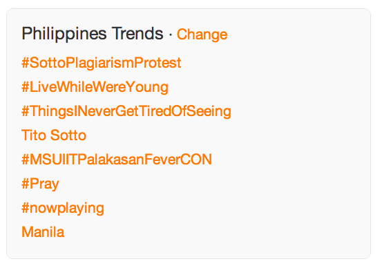 #SottoPlagiarismProtest tops PH trending topics on Twitter