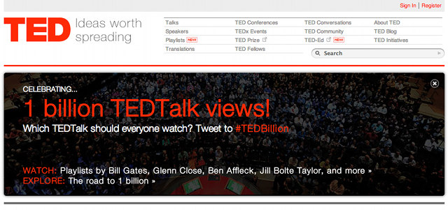 Screen shot from the TED website