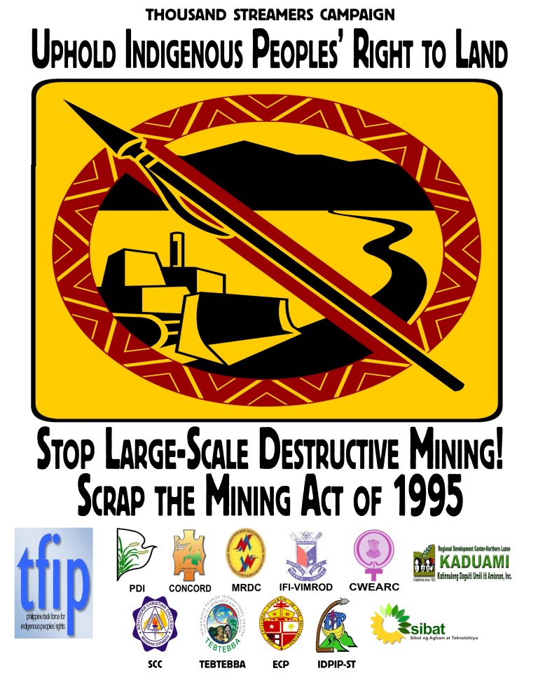 LAND RIGHTS. Indigenous peoples promote this online poster to defend their ancestral lands from destructive mining. Poster by TFIP