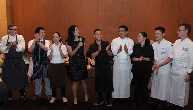 THE CHEFS. Chele Gonzalez, Rob and Sunshine Pengson, T&C Editor in Chief Yvette Fernandez, Bruce Ricketts, Bruce Ricketts, J. Gamboa, Tippi Tambunting, Miko Aspiras, and Didier Derouet.