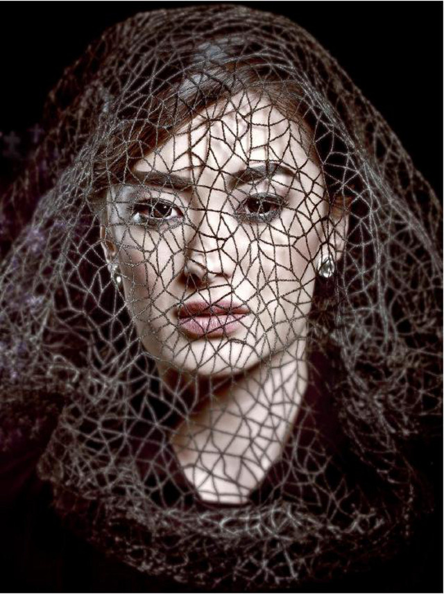 "THE BLACK WIDOW." Marica Reyes channels a grief that Hepburn knew how to evoke. Photograph by Philip Sison