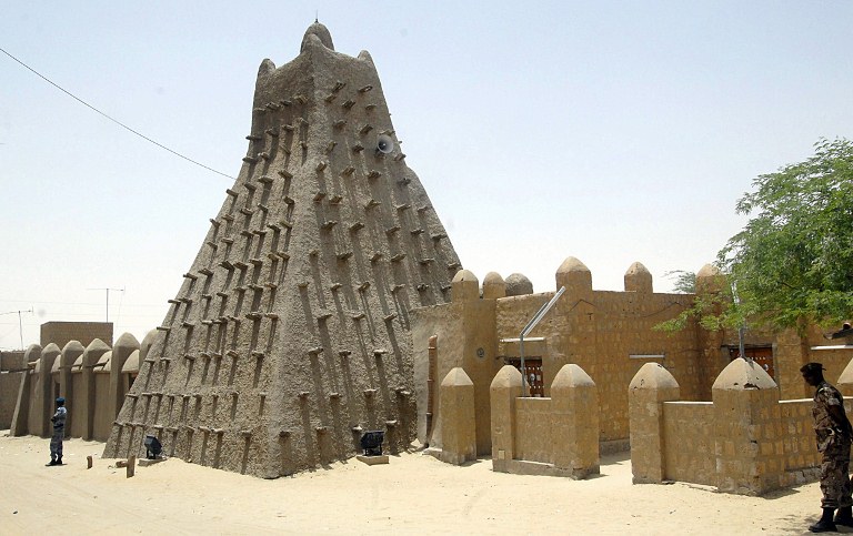 A file picture taken on May 2, 2010 shows the Islamic center and a mosque in Timbuktu. Al-Qaeda linked Islamists in northern Mali went on the rampage in Timbuktu Saturday, June 30, destroying ancient tombs of Muslim saints just after UNESCO listed the fabled city as an endangered world heritage site. AFP PHOTO / HABIB KOUYATE