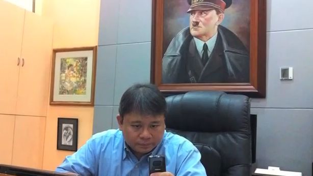 HITLER-LOVING? A portrait of Nazi Germany leader Adolf Hitler prominently displayed in lawyer Ferdie Topacio's office.  
