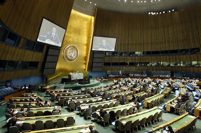 A view of the United Nations General Assembly during a session, December 14, 2012. UN photo / Ryan Brown