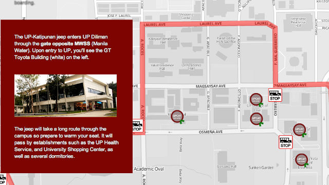 POINTS OF INTEREST. The directions also tell you of things to watch out for so you know you're going the right way. Screen shot from UPCAT Maps