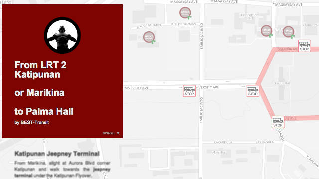 THE MAP. UPCAT Maps gives you step by step directions to commute to a given location. Screen shot from UPCAT Maps