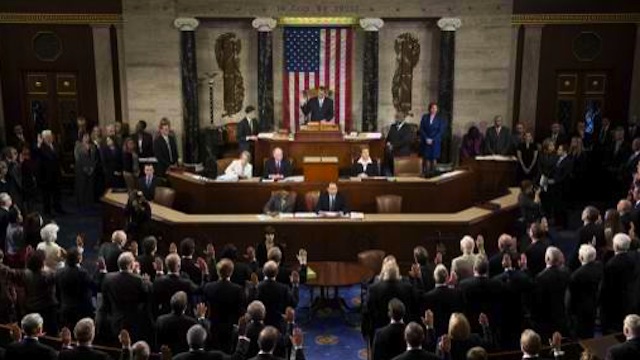 The 113th US House of Representatives during opening session at the US Capitol in Washington, DC. AFP PHOTO / Saul LOEB