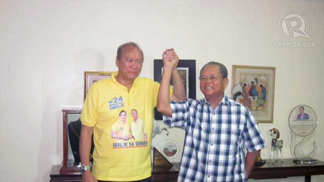 SIGNIFICANT STRENGTH. Bro. Mike Velarde formally endorses Jun Magsaysay Jr. and Bam Aquino. Photo by Rappler/Jodesz Gavilan