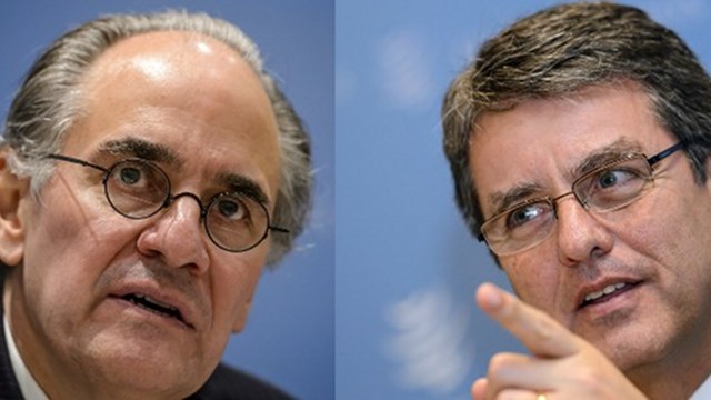 FINAL CANDIDATES. Brazil's ambassador to the WTO, Roberto Azevedo (R) and Mexican economist and former minister Herminio Blanco, are the two final candidates to lead the World Trade Organization (WTO), which is set to have its first full-term leader from an emerging country, after the candidates of Brazil and Mexico made the final round to succeed Frenchman Pascal Lamy. Photos from AFP