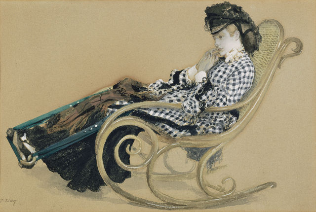 OPEN CONTENT. Young Woman in a Rocking Chair, study for the painting The Last Evening by Jacques Joseph Tissot. Digital image courtesy of the Getty's Open Content Program