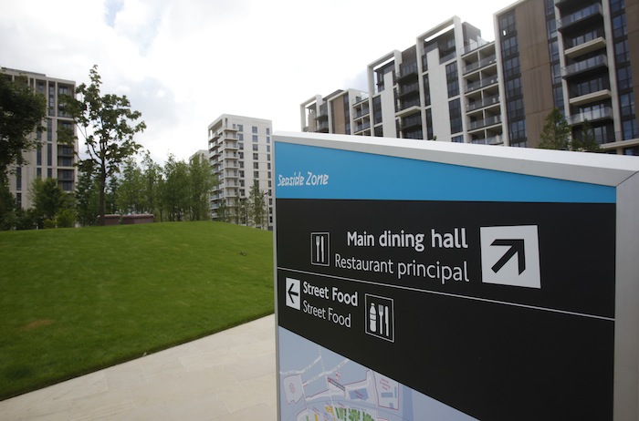 A sign at the London 2012 Olympic Village, 29 June 2012. Photo courtesy of LOCOG.