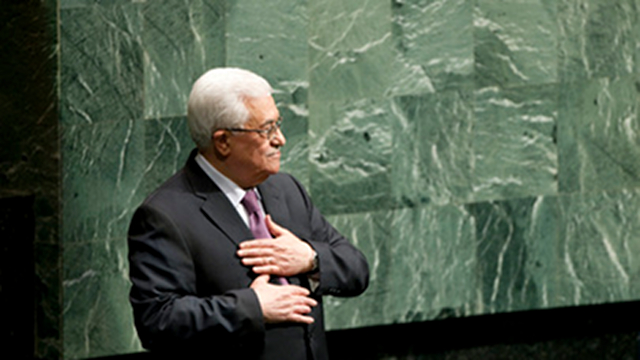 'PALESTINIAN PRESIDENT.' Palestinian Leader Mahmoud Abbas is introduced as the "president of Palestine" after a UN vote to make Palestine a non-member state. Photo from www.un.org 