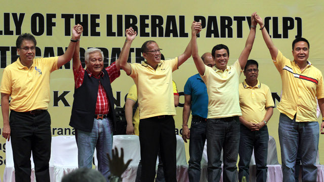 Liberal Party (LP) chairman President Benigno S. Aquino III , LP president Interior and Local Government Secretary Manuel Roxas II and LP Secretary  General  Joseph Emilio "Jun" Abaya proclaim all LP candidates in the Province of Cavite, headed by gubernatorial candidate Cavite 3rd District Representative Erineo “Ayong” Maliksi and running mate Ronald Jay Lacson, during the Proclamation of Cavite LP Candidates at the Apostle Arsenio Ferriol Complex, Maranatha Christian Academy, Barangay Malagasang II-D in Imus City, Cavite on Monday (September 24, 2012). Liberal Party was founded on January 19, 1946 by Manuel Roxas, the first President of the Third Philippine Republic. (Photo by: Gil Nartea/ Malacañang Photo Bureau).