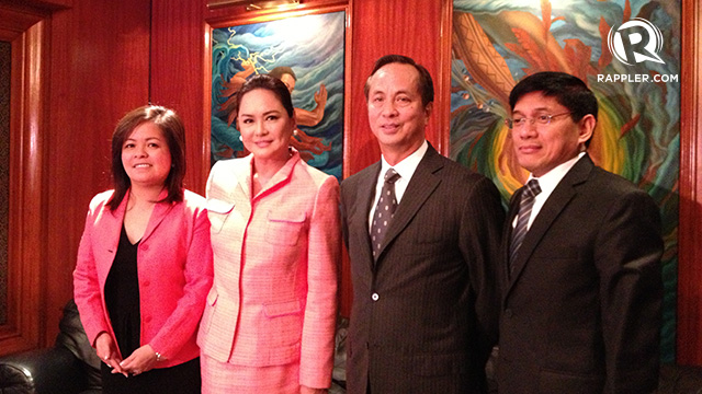 MEDIA EXECUTIVES. ABS-CBN officials pose for a picture after the annual stockholders meeting on April 23, 2013. Photo by Aya Lowe