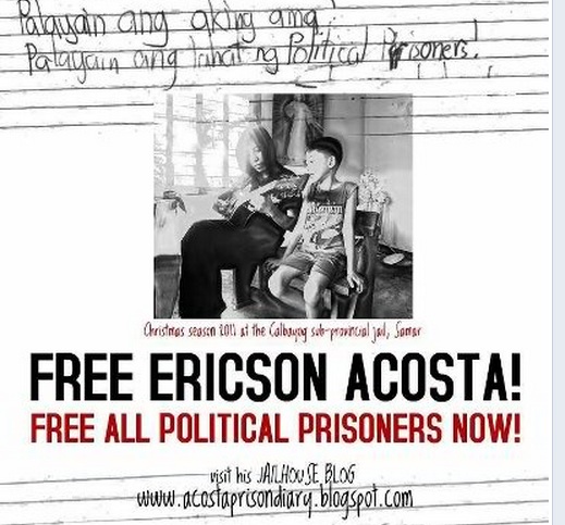 LET HIM GO. The DOJ ordered the release of poet-activist Ericson Acosta two years after he was arrested.Photo taken from Facebook page of Free Acosta movement.