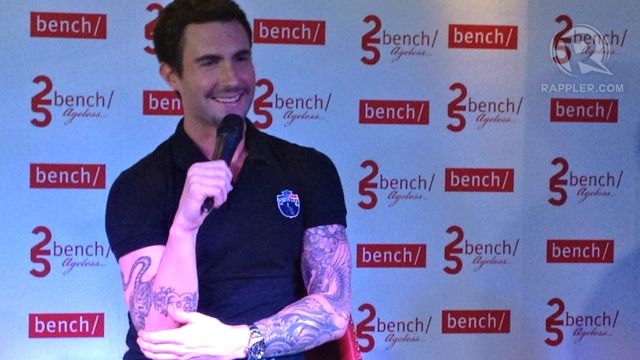 ADAM LEVINE WAS RELAXED and easygoing at the September 17 presscon in The Peninsula Manila's Salon de Ning where he was launched as Bench's newest endorser. Photo and video by Kai Magsanoc