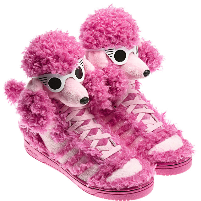 AREN'T THEY THE CUTEST? The world of dogs and shoes meet in these shoes designed by Jeremy Scott for adidas Originals. Photo courtesy of ICON International